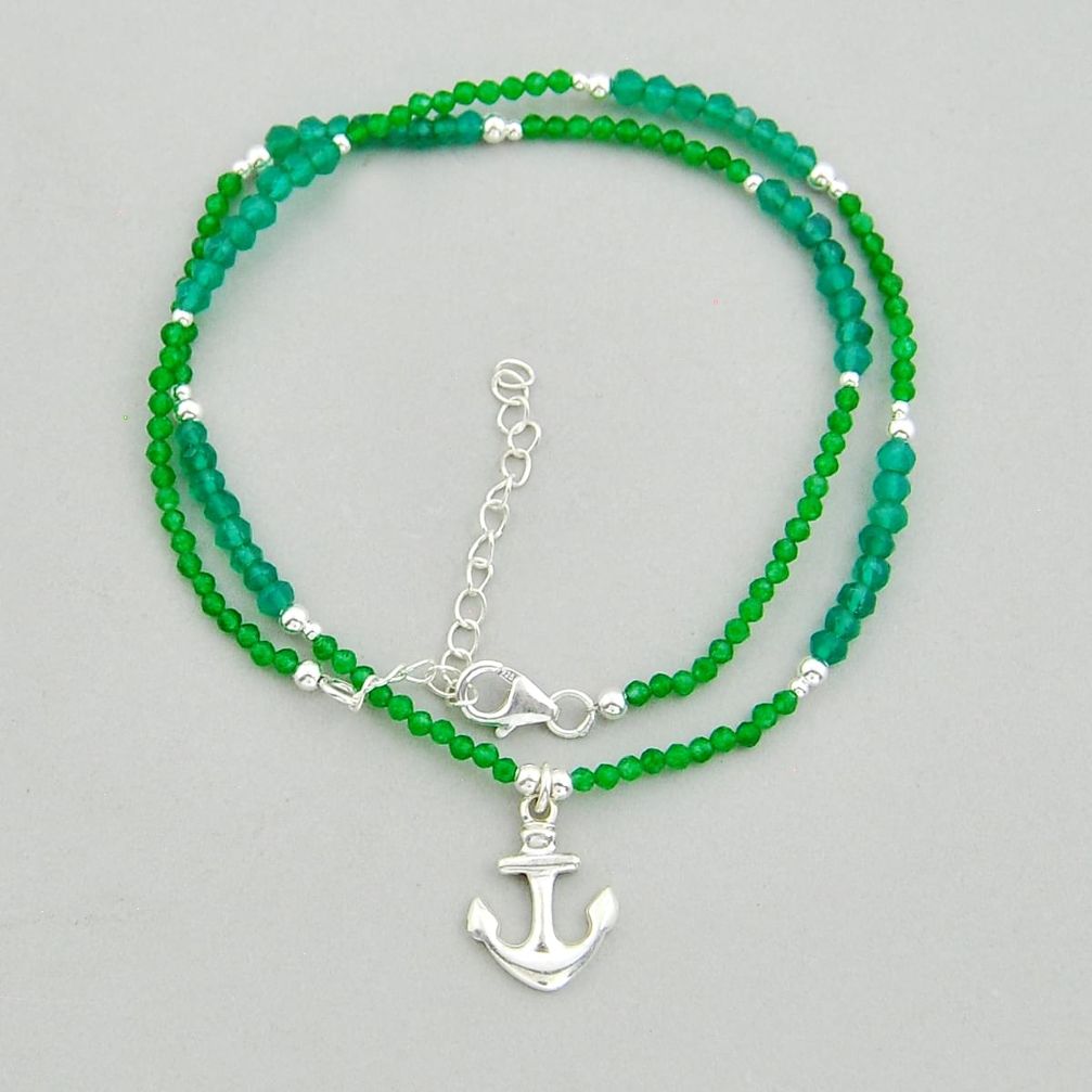 17.57cts anchor chakra natural chalcedony beads silver chakra necklace y25720