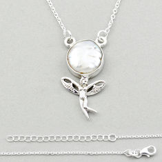 6.46cts angel wing fairy natural white pearl 925 sterling silver necklace u14410