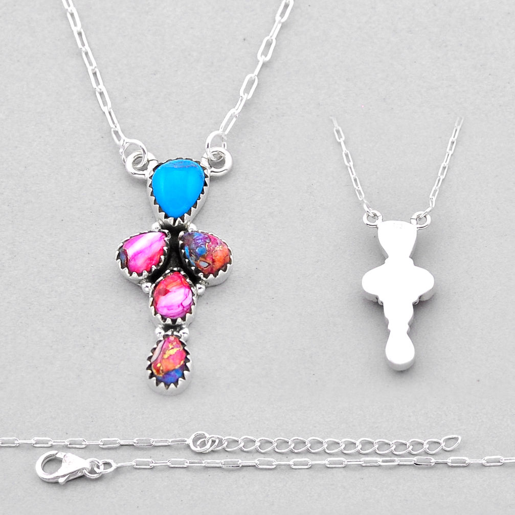 Arizona mohave turquoise spiny oyster arizona turquoise silver necklace n53339