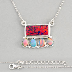 8.17cts australian opal (lab) volcano aurora opal 925 silver necklace y80248