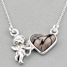 3.91cts baby angel natural bronze wild horse magnesite 925 silver necklace u1134