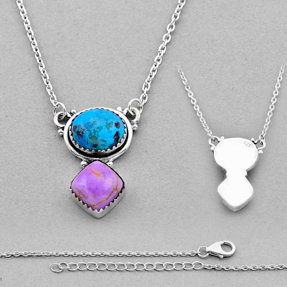 Back closed arizona mohave turquoise phosphosiderite 925 silver necklace n49145