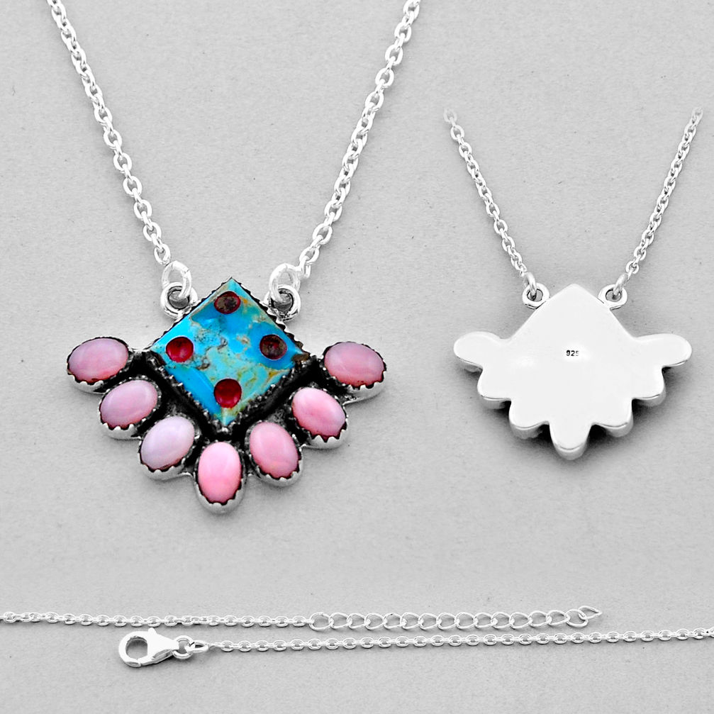 16.05cts back closed blue arizona mohave turquoise opal silver necklace n53319