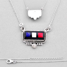 8.83cts back closed blue red white strip opal octagan 925 silver necklace n45478