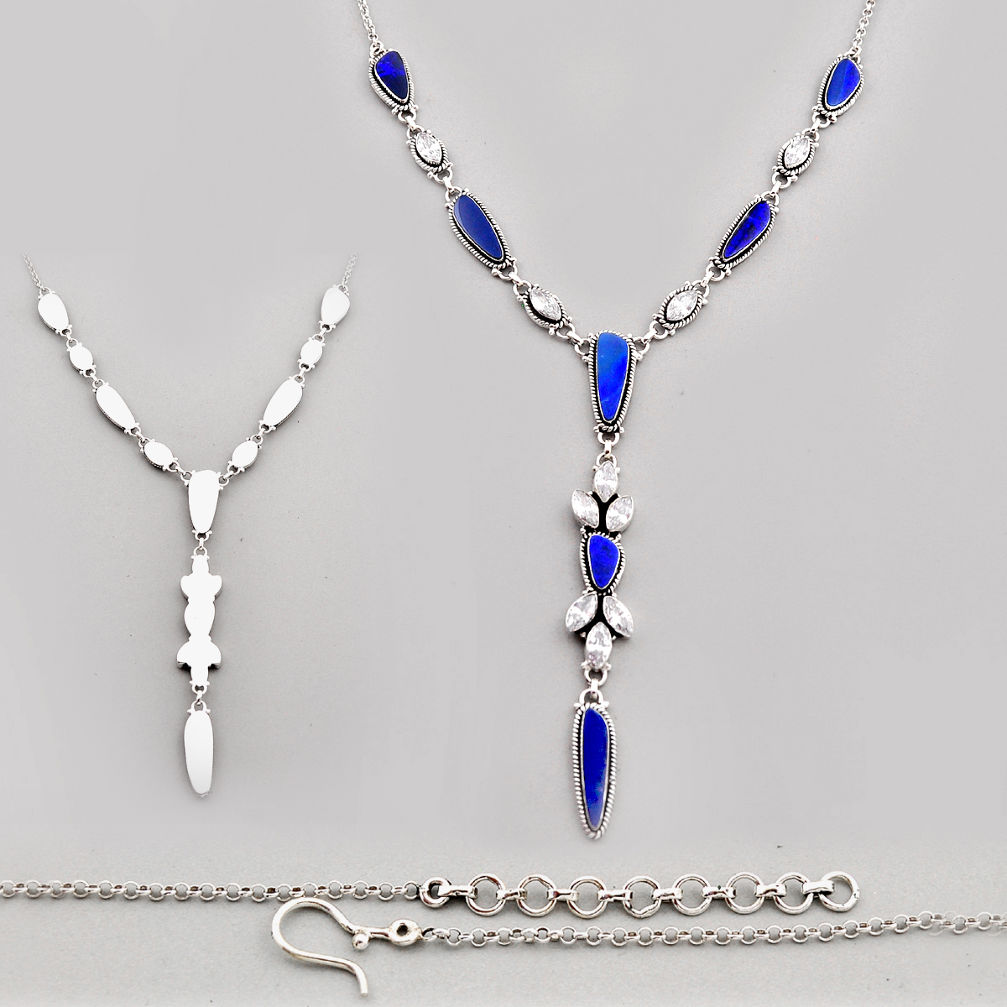 36.75cts back closed doublet opal australian topaz 925 silver necklace c34125