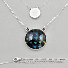 27.70cts back closed multi color dichroic glass oval 925 silver necklace n6294