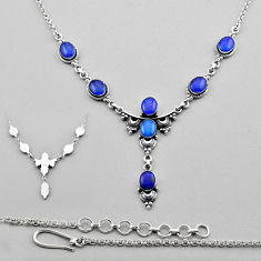 29.29cts back closed natural australian opal triplet 925 silver necklace c33556
