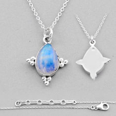 6.33cts back closed natural blue moonstone 925 sterling silver necklace n36826