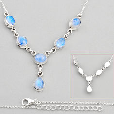 17.71cts back closed natural blue moonstone 925 sterling silver necklace y82105