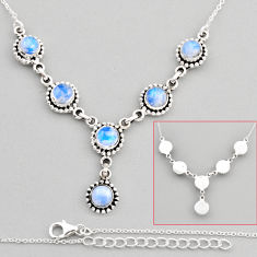 16.79cts back closed natural blue moonstone 925 sterling silver necklace y82110