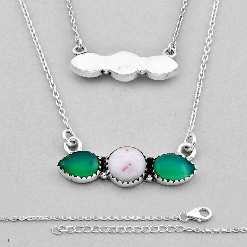 7.27cts back closed natural cinnabar spanish chalcedony silver necklace n49160