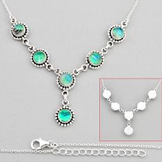 16.53cts back closed natural green moonstone 925 sterling silver necklace y82117