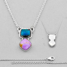 9.64cts back closed natural phosphosiderite chrysocolla silver necklace n49141