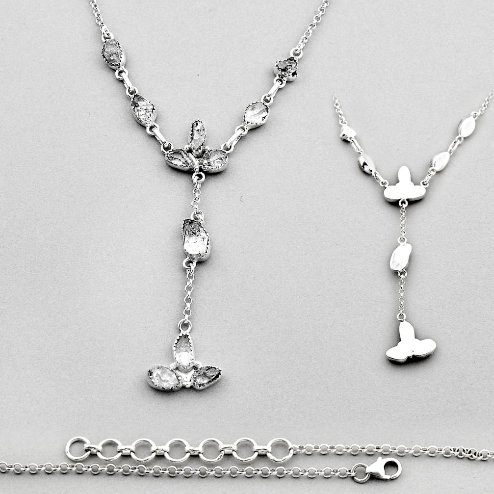 23.43cts back closed natural white herkimer diamond 925 silver necklace c34154