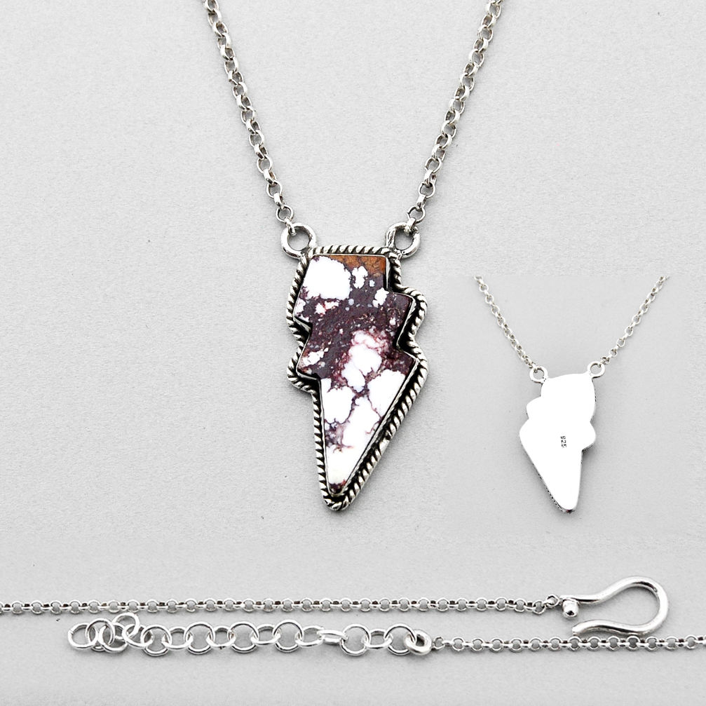 15.43cts back closed natural white wild horse magnesite silver necklace c32023