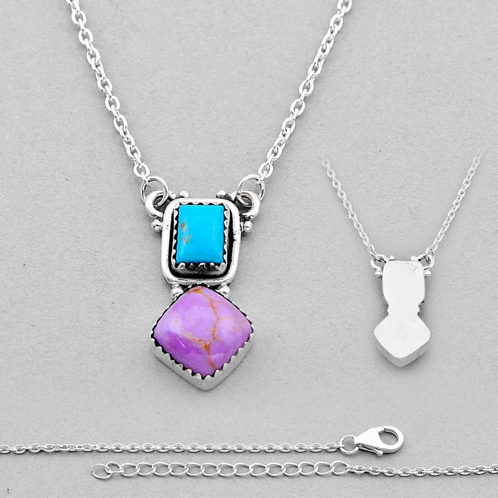 Back closed phosphosiderite arizona mohave turquoise 925 silver necklace n49153
