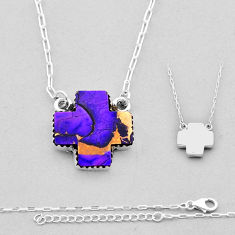 8.47cts back closed purple copper turquoise 925 silver plus sign necklace n53473