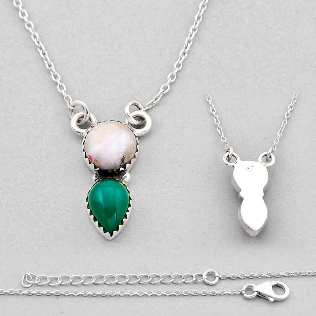 7.31cts back clsoed red cinnabar spanish chrysocolla 925 silver necklace n49169