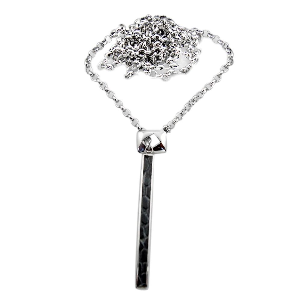 14.26gms balck enamel 925 sterling silver necklace jewelry c26697
