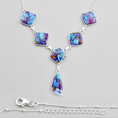 32.14cts blue copper turquoise pear 925 sterling silver necklace jewelry y82200