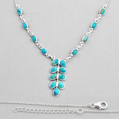 18.23cts blue sleeping beauty turquoise oval 925 sterling silver necklace y82196