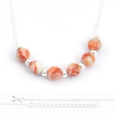 12.80cts RED WEB JASPER 925 sterling silver beads necklace u30224