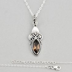 4.82cts brown smoky topaz marquise 925 sterling silver necklace jewelry y72172