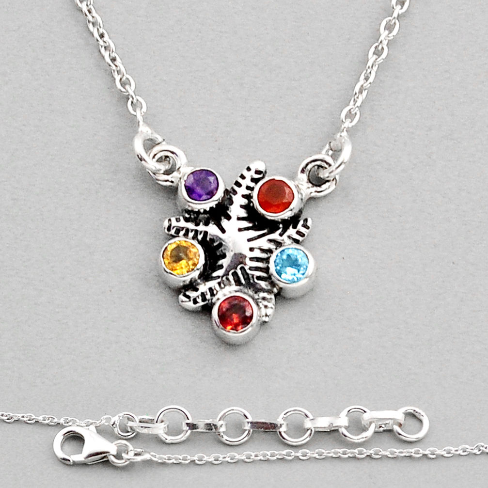 2.41cts chakra amethyst cornelian topaz garnet citrine silver necklace y82210