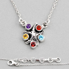 2.41cts chakra amethyst cornelian topaz garnet citrine silver necklace y82210