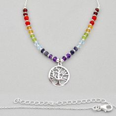 9.59cts chakra natural amethyst cornelian (carnelian) 925 silver necklace y36390