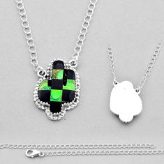 15.79cts checker black green strip opal silver cactus necklace jewelry n53347