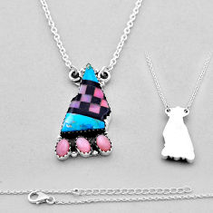 15.04cts checker blue black pink strip opal pink opal 925 silver necklace n53351