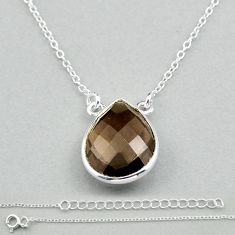 8.03cts checker cut brown smoky topaz 925 sterling silver necklace u11155
