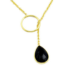 3.98cts checker cut natural black onyx silver gold polished adjustable necklace u55979