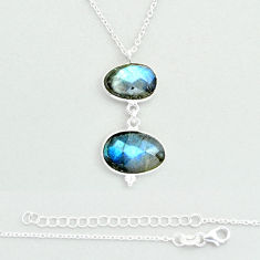 12.25cts checker cut natural blue labradorite 925 silver necklace jewelry u56210
