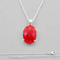 13.27cts checker cut natural orange cornelian (carnelian) silver necklace n49551