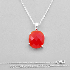8.17cts checker cut natural orange cornelian (carnelian) silver necklace n49552