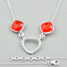 5.28cts checker cut natural orange cornelian (carnelian) silver necklace u11186