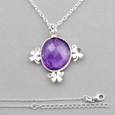 6.72cts checker cut natural purple amethyst 925 sterling silver necklace y87016