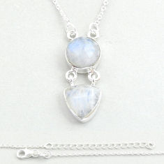 11.18cts checker cut natural rainbow moonstone 925 silver necklace u56014