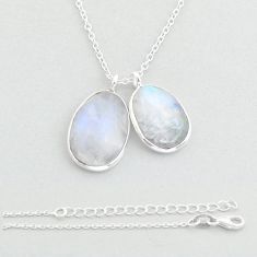 10.10cts checker cut natural rainbow moonstone 925 silver necklace u56076