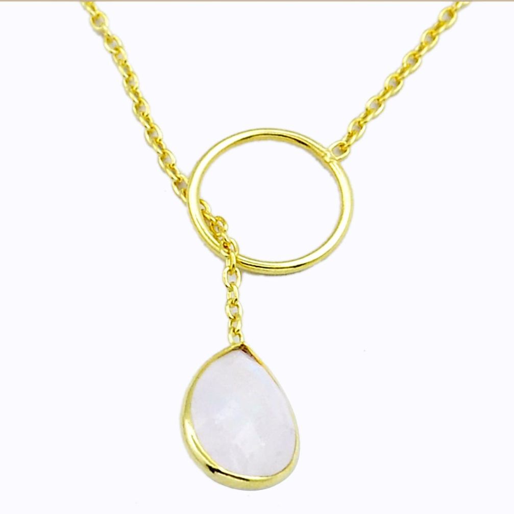 4.62cts checker cut rainbow moonstone 925 silver gold polished adjustable necklace u55957