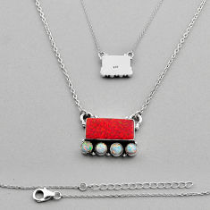 5.43cts christmas collection red white opal silver back closed necklace n14705