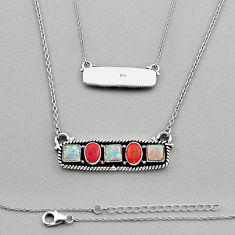 3.54cts christmas collection red white opal silver back closed necklace n14714