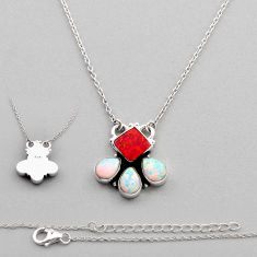 4.50cts christmas collection red white opal silver back closed necklace n14733