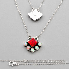 3.95cts christmas collection red white opal silver back closed necklace n14736