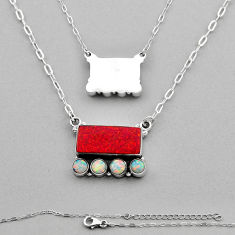 4.49cts christmas collection red white opal silver back closed necklace n14743