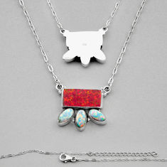 5.23cts christmas collection red white opal silver back closed necklace n14754