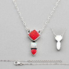 3.97cts christmas collection red white opal silver back closed necklace n14819
