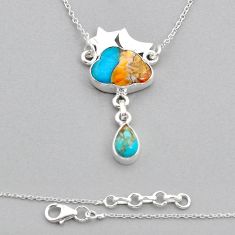 7.73cts cloud moon star spiny oyster arizona turquoise silver necklace u92441
